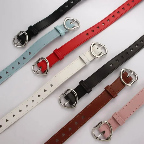 Adjustable Simple Vintage Unisex Children Metal buckle Belt accessories Leather belt Width Heart Waistband