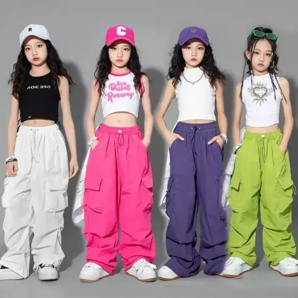 Teen Girls Joggers Pants Loose Casual Fashion Children Straight Trousers Pockets Design Trendy Cool Streetwear Kids Pants 5-14Ys - Image 4