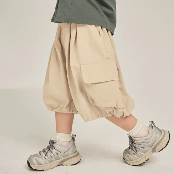 Boys' Shorts for Outerwear, Children's Summer Workwear Pants, Korean Version Loose Casual Mid Length Trousers - Image 3