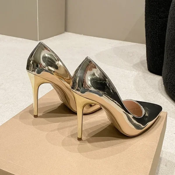 Soft Leather Sliver Gold High Heels 8/10cm Shoe Fashion Women Pumps Pointed Toe Slip-on Office Woman Wedding Shoes Large Size 43 - Image 4
