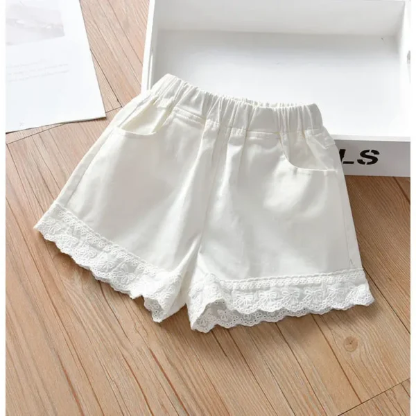2024 summer thin girls' shorts baby casual versatile shorts butterfly lace Korean version foreign style children's outer wear - Image 4
