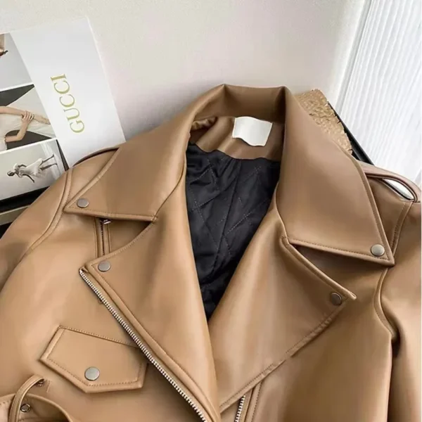 Korean Style Spring Autumn Girls Coats Solid Zipper Jackets with Detachable Waistband Turndown Collar Outwears Kids Clothes - Image 2