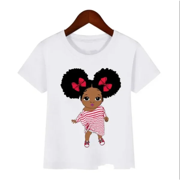 Summer I'm Cute Little Melanin Princess Print Graphic Tees Black Girl T-shirt Top Kids Teens Children's Clothes - Image 6