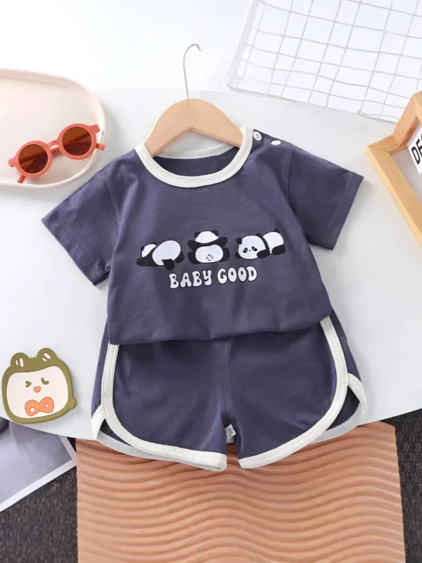 New Summer Baby Clothes 0-4 Years Old Boy Cartoon Bear T-shirt Shorts Pink Cute Cotton Girl Short-sleeved Top Suit - Image 5