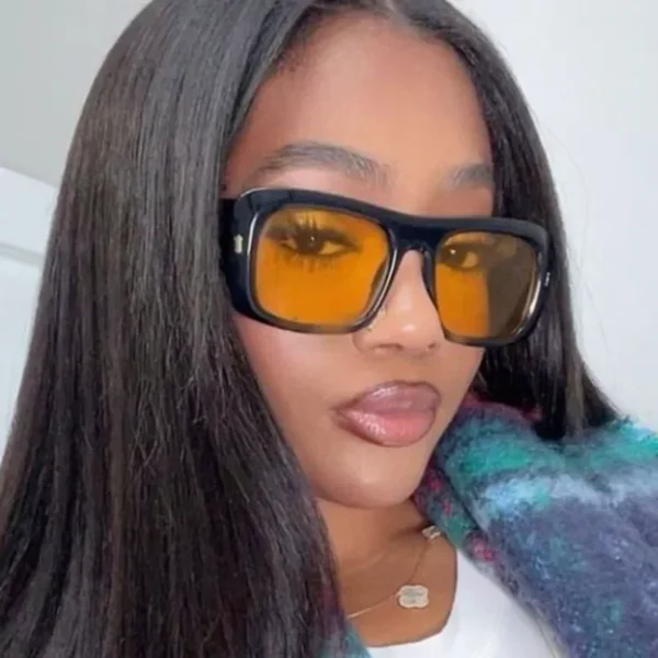 2025 New Rice Nail Large Frame Square Sunglasses Brand Design Luxury Trendy Personality Travel ins Sun Glasses with Metal Hinge - Image 2