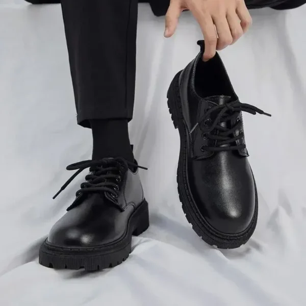 Men's Shoes Black Fashion Business Leather Shoe Platform Oxfords Anti-slip Thick Male Derby Shoe Loafers - Image 6