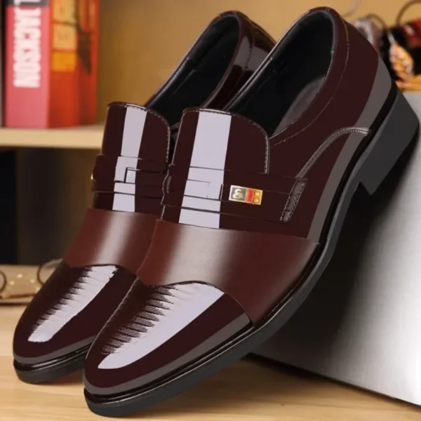 Luxury Leather Men Shoes for Wedding Formal Oxfords Business Casual Office Work Shoes for Men Classic Men's Pointy Dress Shoes - Image 2