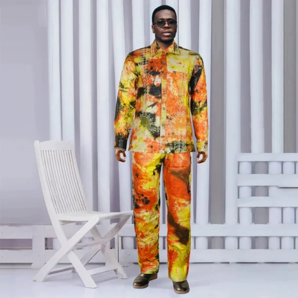 Bazin Riche African Men Clothes 2 Piece Sets Dashiki Shirt Set Turkey Nigerian Robe Suits Traditional Clothes Men Attire - Image 2