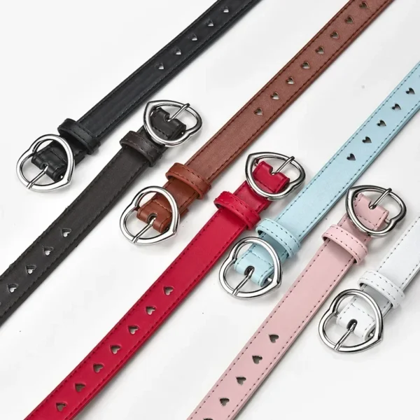 Children Leather Belts Peach Heart Buckle Waistband Belts - Image 2