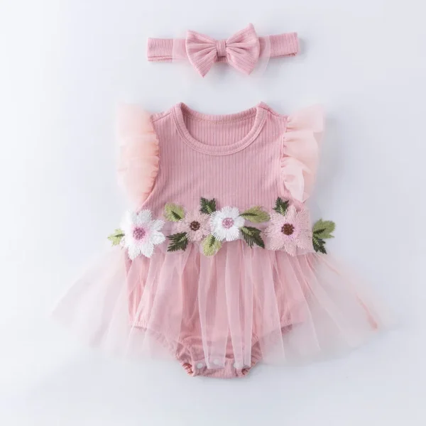 Newborn Romer Baby Girl Outfit Set Newborn Photography Romper Flower Toddler Infant Baby Clothes 3 6 9 Baby Romper Dress - Image 5