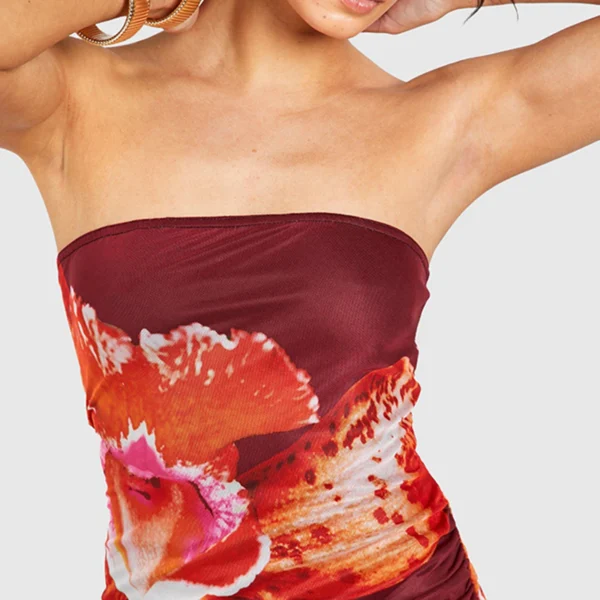 Women s Sleeveless Tube Top Dress Floral Strapless Backless Bodycon Maxi Dress Summer Casual Cocktail Party Club Long Dresses - Image 5