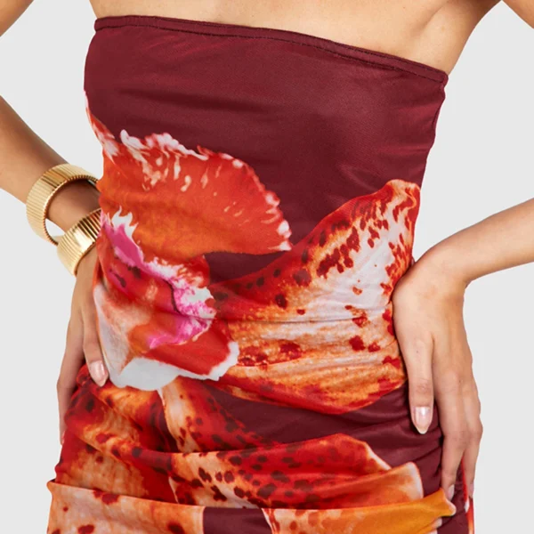 Women s Sleeveless Tube Top Dress Floral Strapless Backless Bodycon Maxi Dress Summer Casual Cocktail Party Club Long Dresses - Image 6
