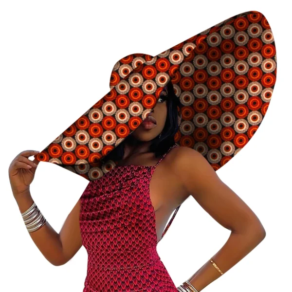 African Women Hat Summer Beach Hats Large Brim Sun Protection Fashion Ankara Cap Hat Customized Product - Image 6