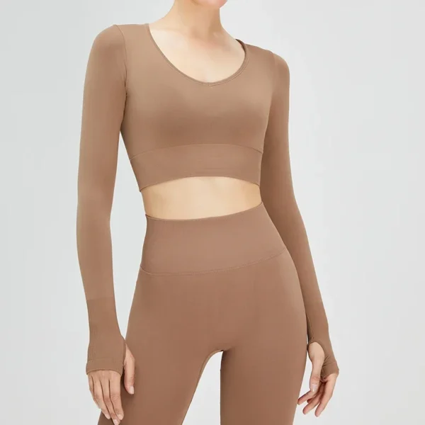 Long Sleeve Gym Tops Pilates Clothes Women Active Wear - Image 2