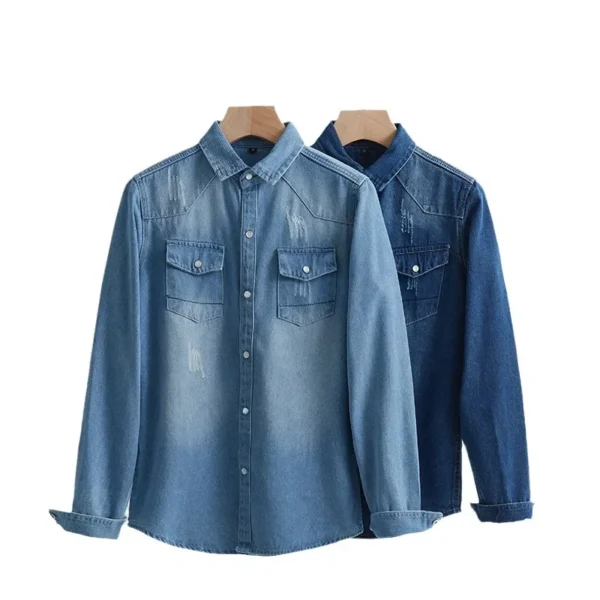 2025 Men's Shirts High Quality Cotton Brand Shirts Men Daily Casual Denim Cardigan Spring Long Sleeve Denim Shirt Jacket Shirts - Image 3