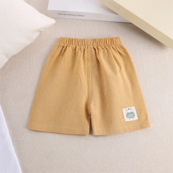 Children's summer shorts beach shorts boys' girls' shorts children's cotton and linen casual pants, single-piece outerwear pants - Image 4