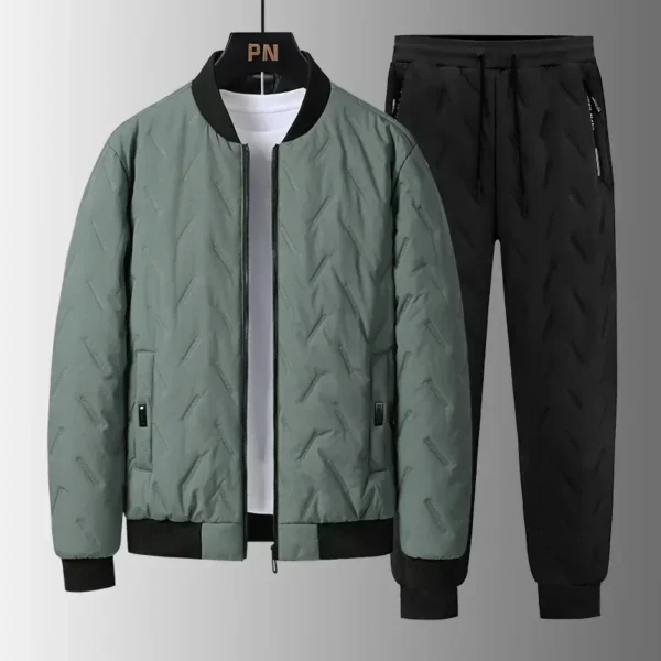 Men's Puffer Cotton-padded Sets Korean Style Thicker Cotton Jacket +Lamb Fleece Pants 2 Piece Suits Men's Winter Warm Sets - Image 5