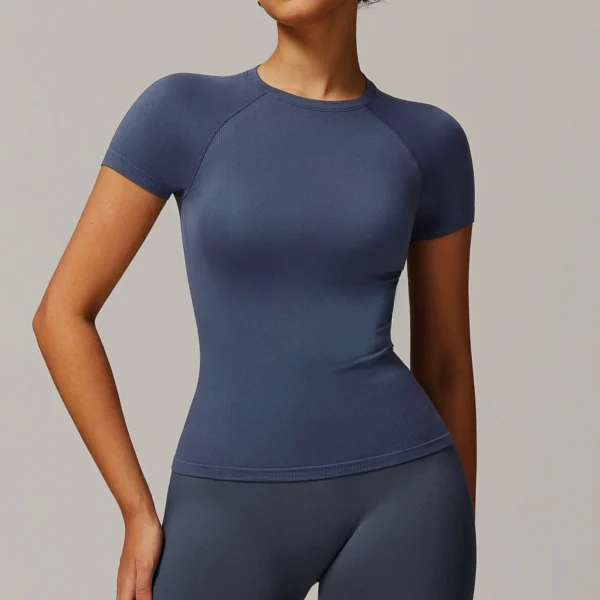 Seamless Women Yoga Top Sexy Sport T Shirts Fitness Clothes Short Sleeve Yoga Shirt Gym Top Running Active Wear Sport Top Femme - Image 3
