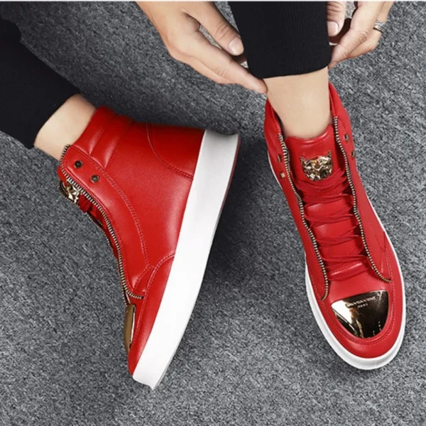 Designer Men Shoes New Fashion High Top Men's Sneakers Men Flat Casual Sneakers Zipper Street Hip Hop Shoes Men Superstar Shoes - Image 5