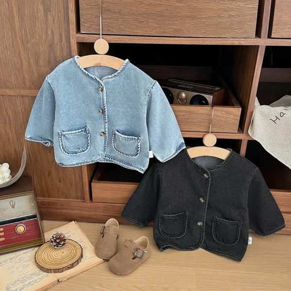 Spring Kids Denim Coats 2025 New Girls Boys Casual Long Sleeve Cardigans Jean Jackets Tops Baby Children Clothes Outerwear - Image 2