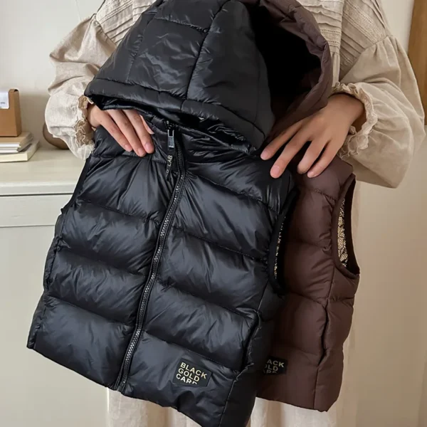 Boys and Girls Padded Hooded Puffer Winter Warm Vest - Image 4