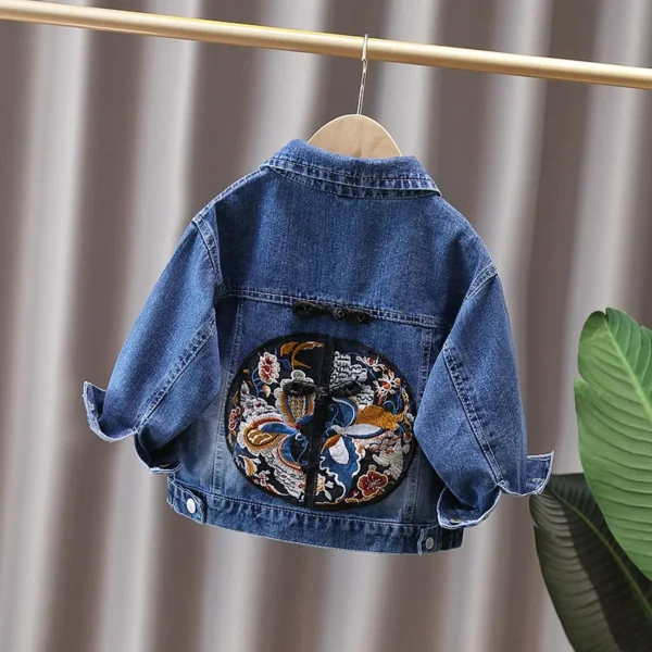 Girls' Denim Jacket with Western Style Embroidered Baby Long Sleeved Top 2025 Spring and Autumn Casual Jacket Outerwear - Image 3