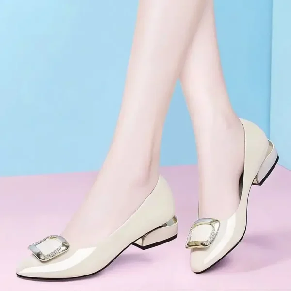 Four-season Versatile Women's Work Shoes with Pointed Toe and Thick Heel - Image 6