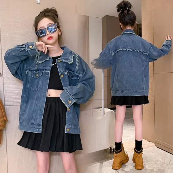 Spring & Autumn Girls Denim Coat - Image 2