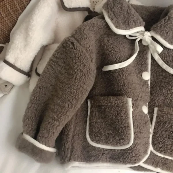 Fashion Fleece Thick Infant Toddler Child Warm Coat Toddler Outwear Collar Tie Girl Clothes 1-10Y Baby Girls Coat Winter Jacket - Image 2