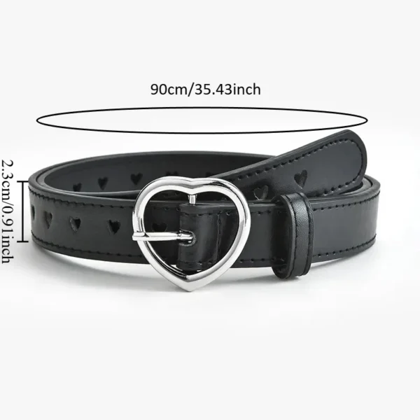 Children Leather Belts Peach Heart Buckle Waistband Belts - Image 6