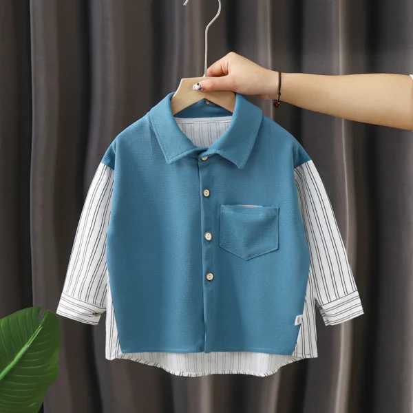Boys' Patchwork Shirts Spring Autumn School Uniforms Polo Shirts for Kids Children Blouse Baby Tees Toddler Outerwear Clothing