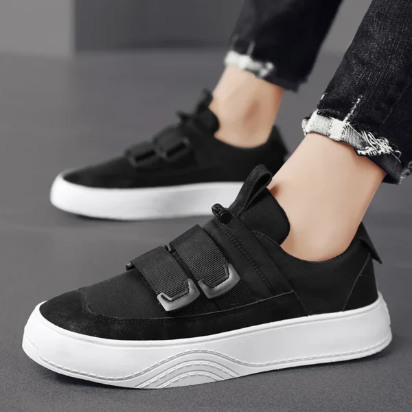 Summer and autumn thick soled canvas breathable sports board shoes fashion Korean fashion men's shoes low top slip-on lazy shoes - Image 3