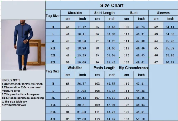 African Clothes for Men Spring Fashion African Men Long Sleeve O-neck Polyester Two Pieces Sets Top and Long Pant African Suit - Image 6