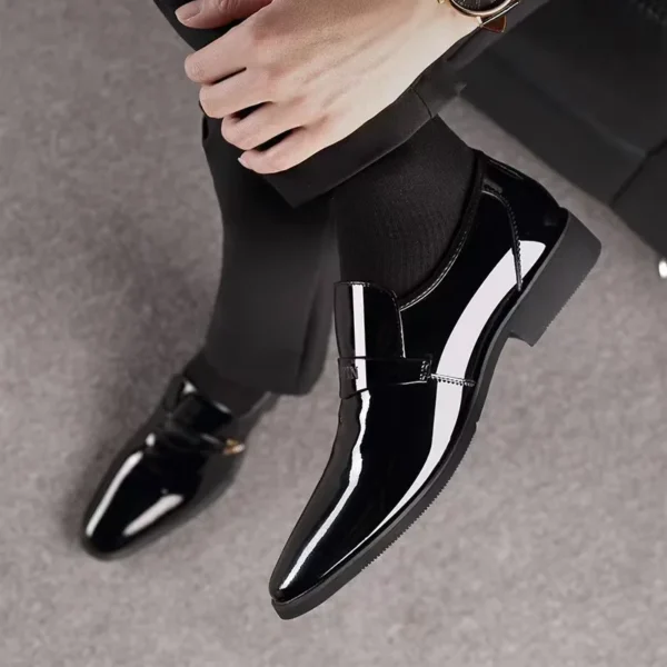 39-47 Large Size Men's Leather Shoes Shiny Leather Oxford Shoes Designer Pointed Toe Slip-On Loafers Business Casual Shoes 2025 - Image 4