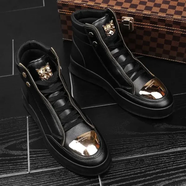 Designer Men Shoes New Fashion High Top Men's Sneakers Men Flat Casual Sneakers Zipper Street Hip Hop Shoes Men Superstar Shoes - Image 3
