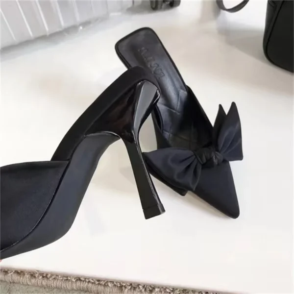 New Big Butterfly-knot Women High Heel Slippers Sandals Shallow Pointed Toe Mules Stripper High Heel Pumps Ladies Shoes - Image 6