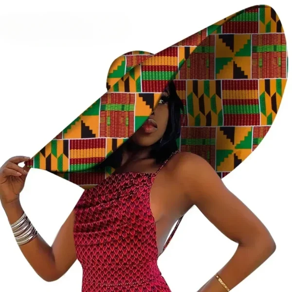African Women Hat Summer Beach Hats Large Brim Sun Protection Fashion Ankara Cap Hat Customized Product