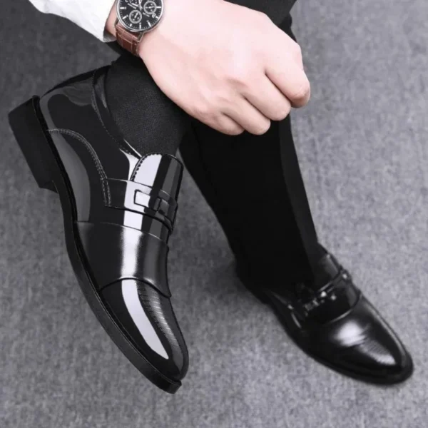 Luxury Leather Men Shoes for Wedding Formal Oxfords Business Casual Office Work Shoes for Men Classic Men's Pointy Dress Shoes - Image 5