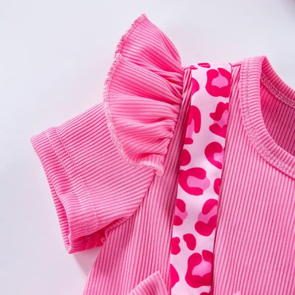 Newborn Outfit Baby Girl Clothes Pink Bow Short Sleeve Rompers Cute Headband Set Summer Clothing Baby Romper Dress - Image 3