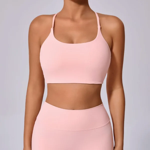 Sexy Cross Backless Sport Bra with Cups Women's Underwear Workout Top for Fitness Yoga Wear Sportswear Woman Gym Active Bra Red - Image 2
