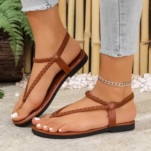 Summer Women Sandals 2025 Fashion Pointed Toe Flats Trend Women Designer Shoes Casual Roman Low Heel Sandals Sandalias De Mujer - Image 6
