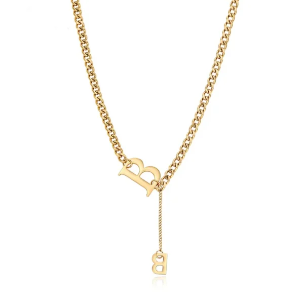 Fashion Jewelry Free Product Stainless Steel Necklace Women's Titanium Steel Hip-Hop Letter B Trendy Brand Sweater Chain - Image 3