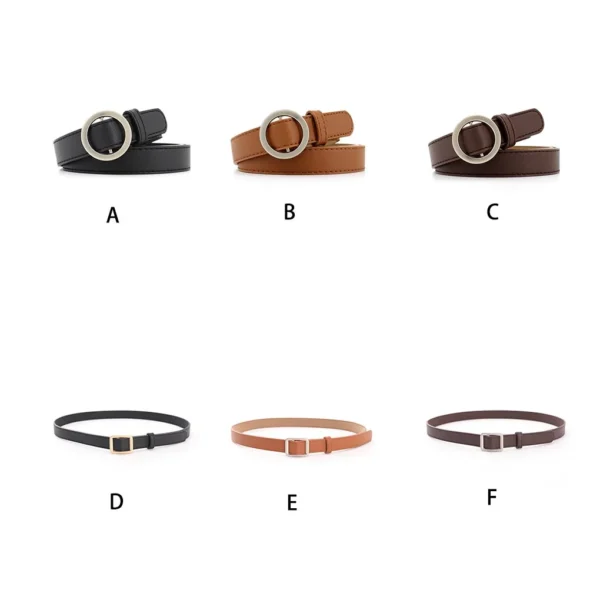 Women Round No-hole Buckle Leather Jeans Belt Fashionable PU Simple - Image 4
