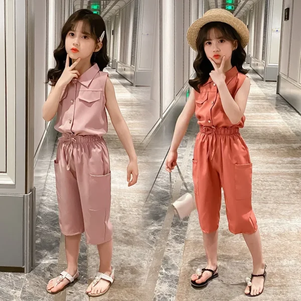 Teen Girls Clothing Vest + Short Clothes For Girls Summer Tracksuit For Girl Casual Style - Image 2