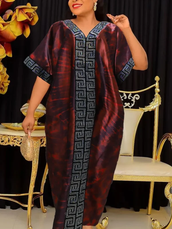 Customized CustomizedAfrican Dresses For Woman Bazin Riche Embroidery Design Long Dress With Scarf