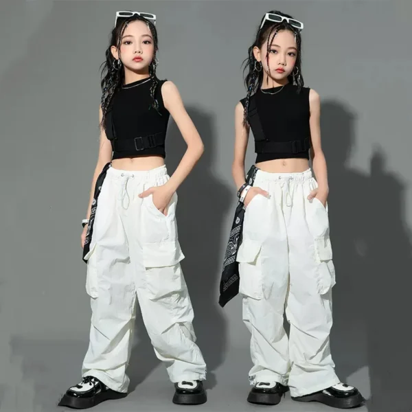 Teen Girls Joggers Pants Loose Casual Fashion Children Straight Trousers Pockets Design Trendy Cool Streetwear Kids Pants 5-14Ys