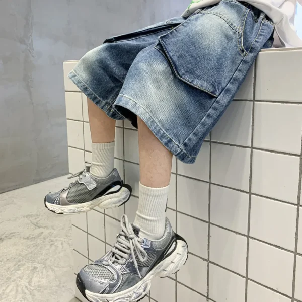 New Fashion Kids Child Unique Designer Summer Denim Shorts with Pocket for Teens Boy Casual Jeans Cargo Shorts 5 7 9 11 13 14 T - Image 4