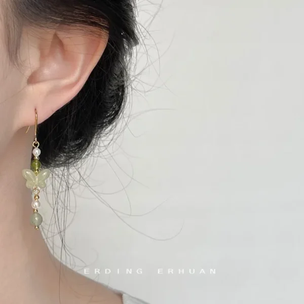 Natural Jade Butterfly Earrings 18K Gold Plated Designer Accessories Women Gemstones Charm Jewelry Luxury Amulet Fashion Gift - Image 3