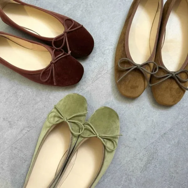 Ballerinas Woman 2025 Shallow Mouth Female Shoes Bow-Knot Ballet New Retro Dress Summer Grandma Butterfly Flat Butterfly-knot