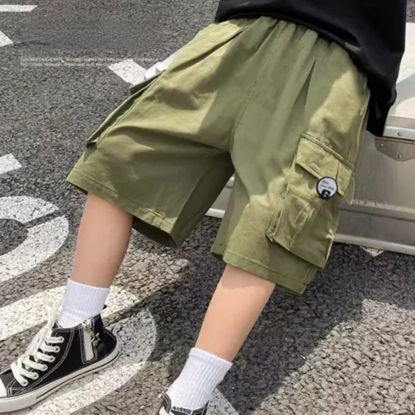 Baby Boys Cargo Shorts Kids Eastic Band Short Pant Teenagers Pocket Trousers 2025 Summer 1 To 12 Yrs Children's Casual Clothing